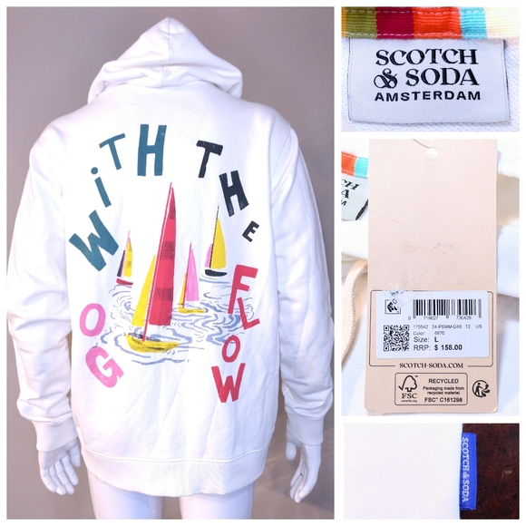 Scotch & Soda Other - SCOTCH & SODA Hoodie LARGE Size L NEW with TAG Boat Yacht Pullover GRAPHIC NWT